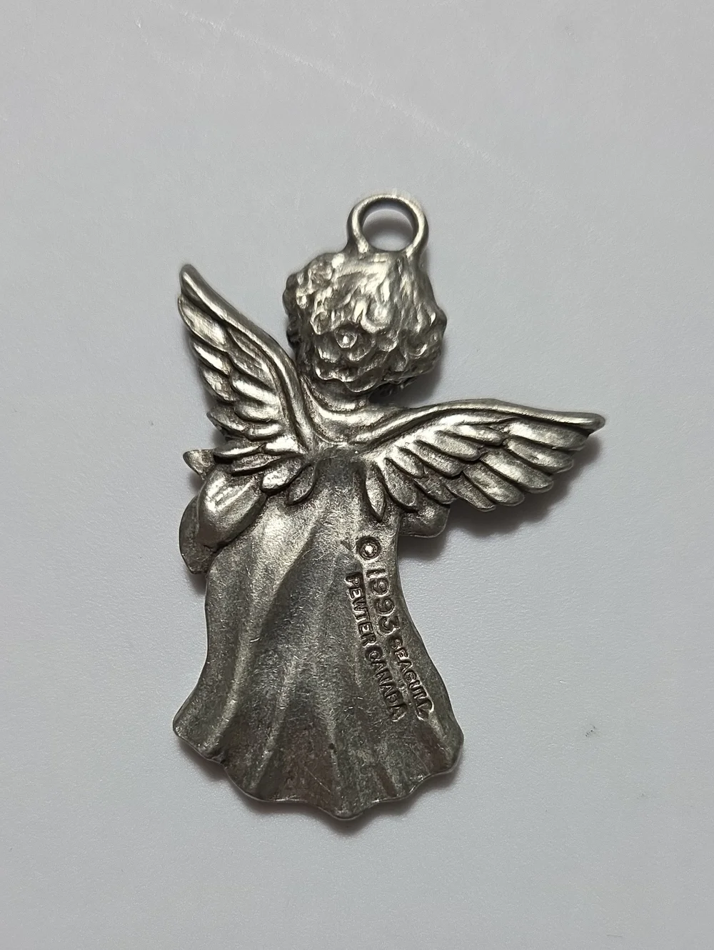 1993 Seagull Pewter Angel Christmas Ornament Holding Star Vintage
